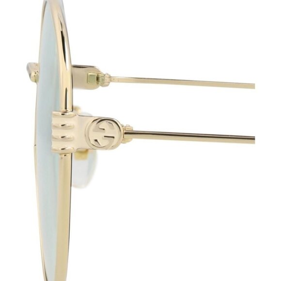 New Authentic Gucci Womens Round/Oval Gold Gold Green Fashion Designer Sunglasse - Picture 4 of 4